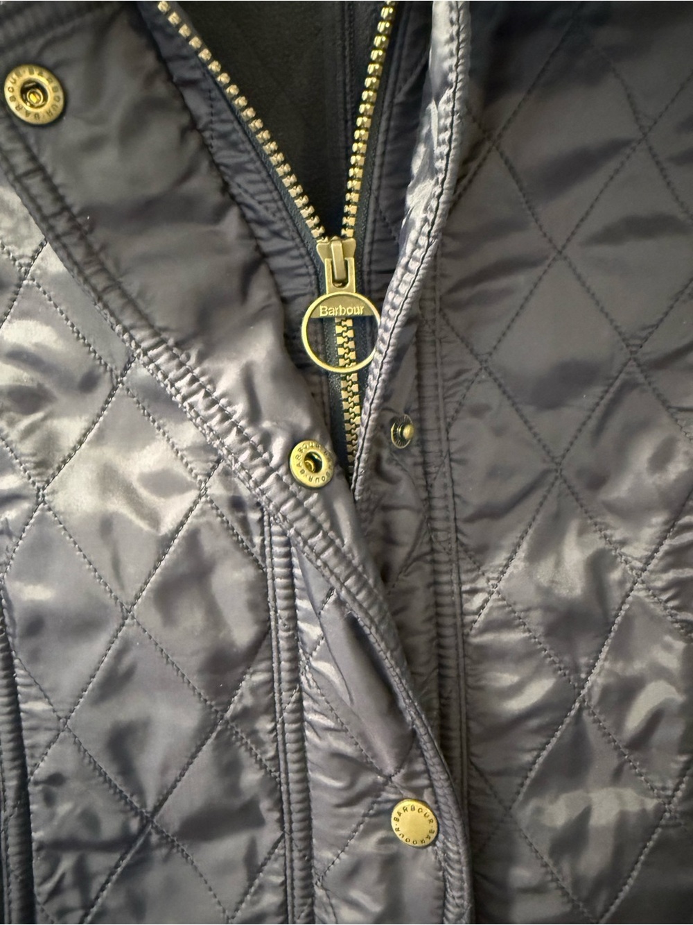 Barbour Beadnell polarquilt Navy Women's Jacket with Contrast Plaid Cuffs - Picture 2 of 5